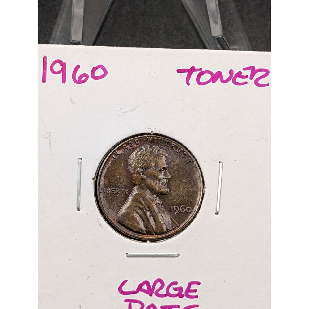 1960 Lincoln Memorial Cent Large Date Beautiful Toned Vintage Copper Penny